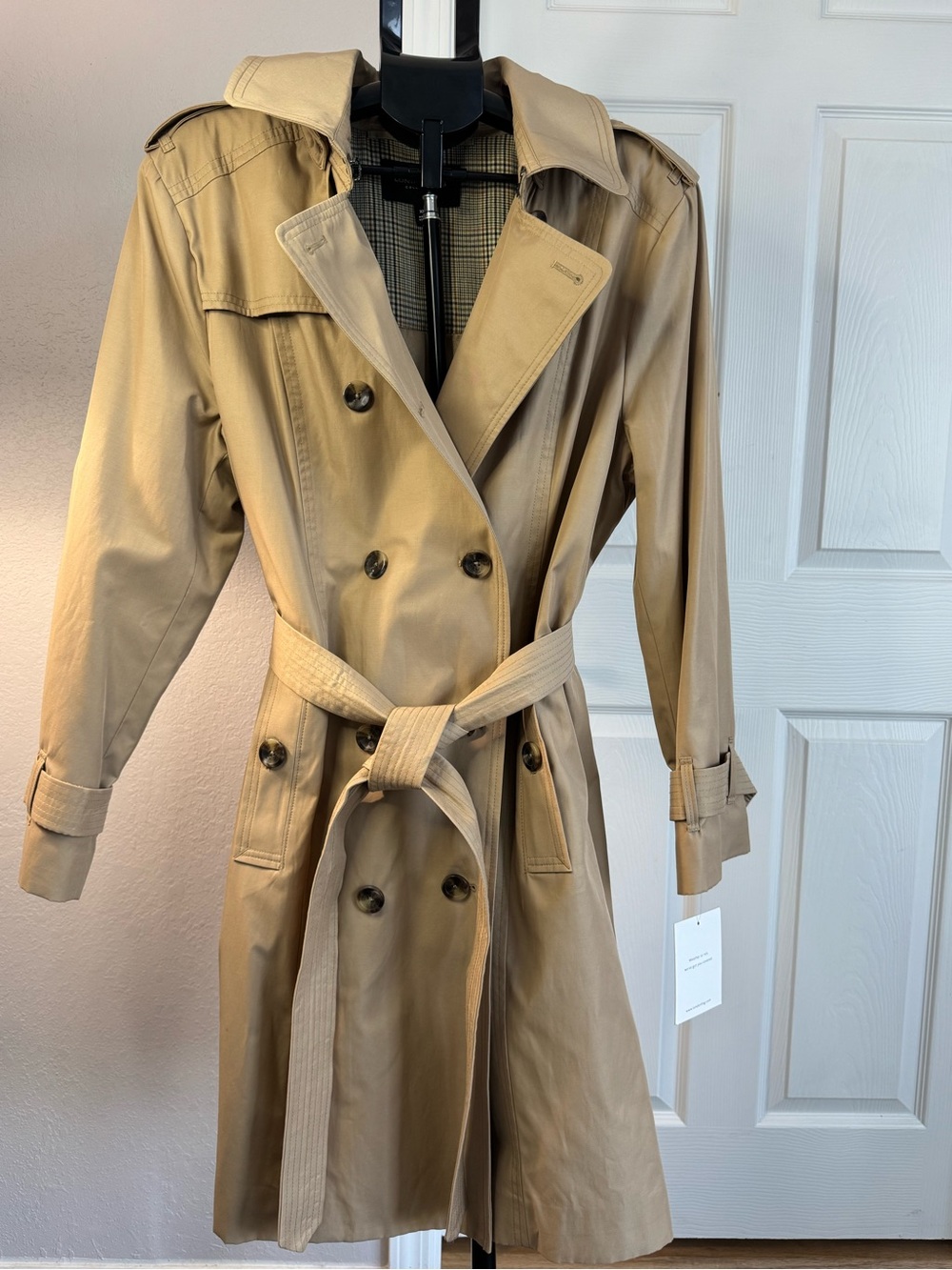 London Fog Tan Double-Breasted Trench Coat with Belt
